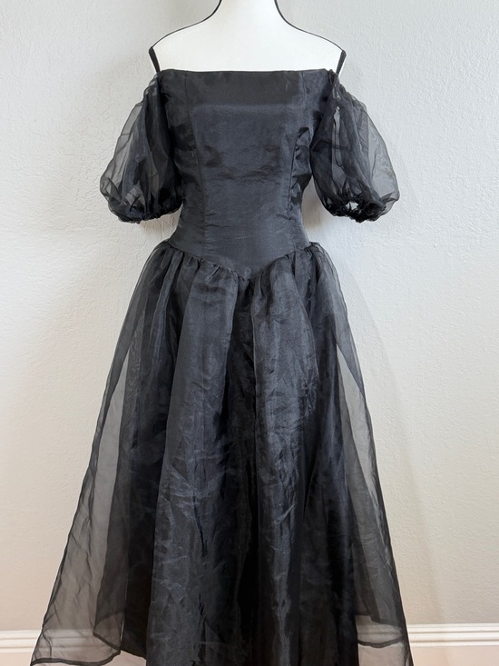 Dresses & Skirts - Vintage Black Puff Sleeve Maxi Dress Princess core Gothic 
80s XS